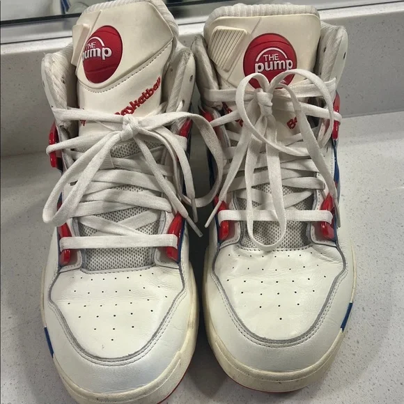 Reebok White and Blue High-Top Sneakers - Picture 3 of 4